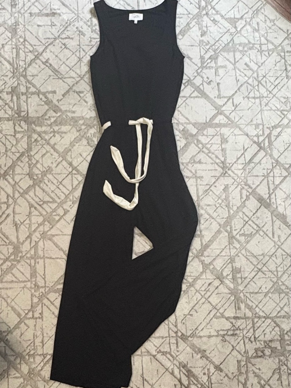 Soma wknd XSmall Black Sleeveless Jumpsuit with Cream Tie Belt